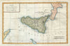 Historic Map : Sicily, Delisle de Sales, 1770, Vintage Wall Art