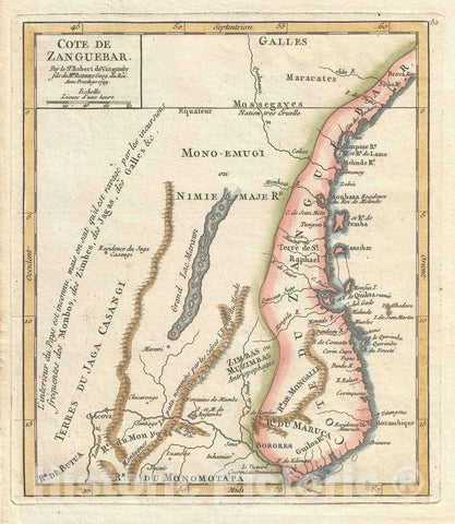 Historic Map : Zanzibar, Africa, Vaugondy, 1749, Vintage Wall Art