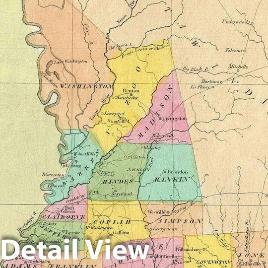 Historic Map : Mississippi, Burr, 1835, Vintage Wall Art