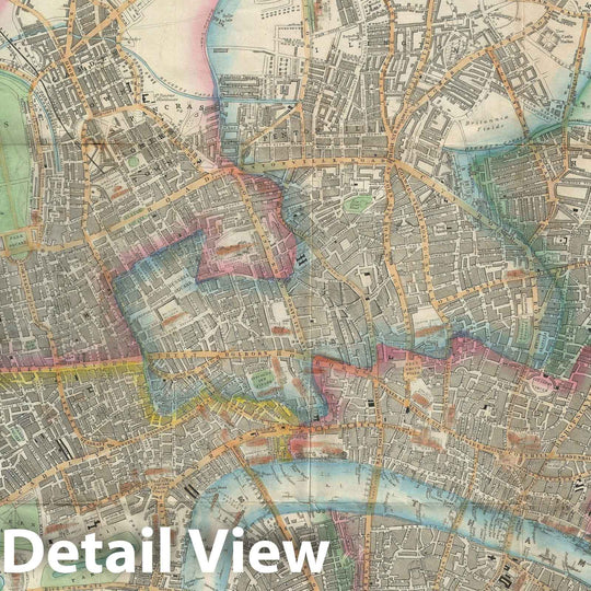 Historic Map : Plan of London, England, Rock, 1845, Vintage Wall Art