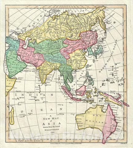 Historic Map : Asia and Australia, Wilkinson, 1793, Vintage Wall Art