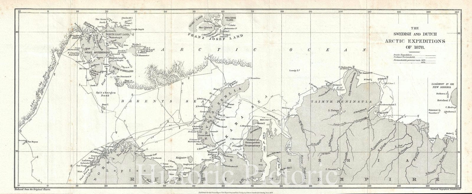 Historic Map : Map of The Swedish and Dutch Arctic Expeditions, 1879, Vintage Wall Art