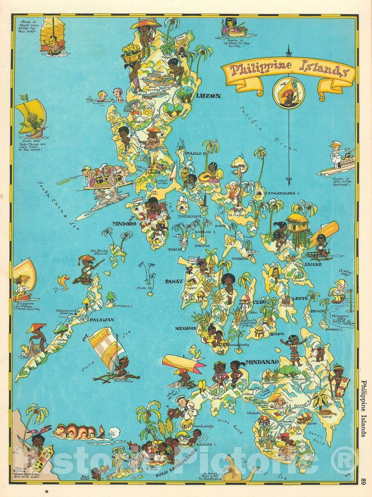 Historic Map : Pictorial Map of The Philippines, Ruth Taylor White, 1935, Vintage Wall Art