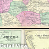 Historic Map : Huntington and Amityville, Long Island, New York, Beers, 1873, Vintage Wall Art