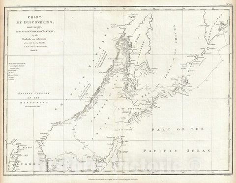 Historic Map : The Sea of Japan and Sea of Okhotsk "Russia, Japan, China", Perouse, 1798, Vintage Wall Art