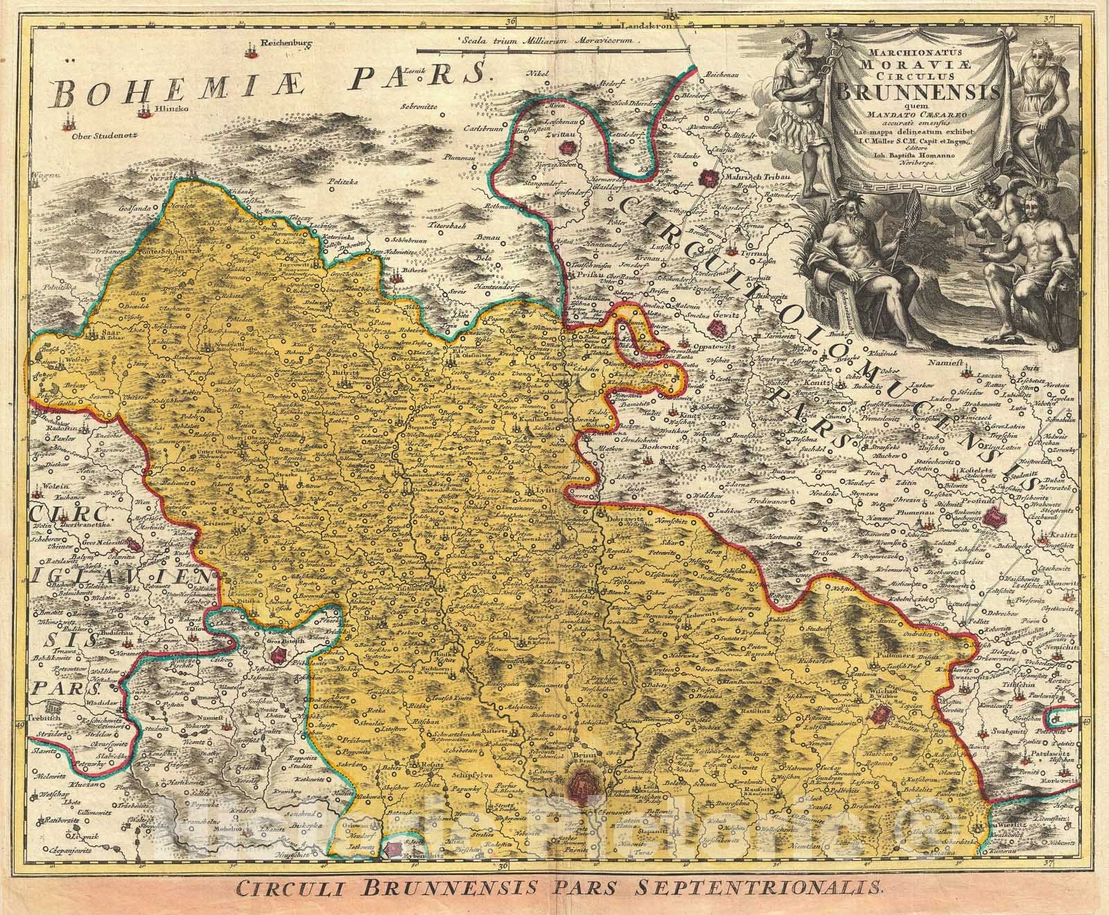 Historic Map : Moravia, Czech Republic, Homann, 1720, Vintage Wall Art