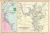 Historic Map : Stony Brook and Port Jefferson, Long Island, New York, Beers, 1873, Vintage Wall Art