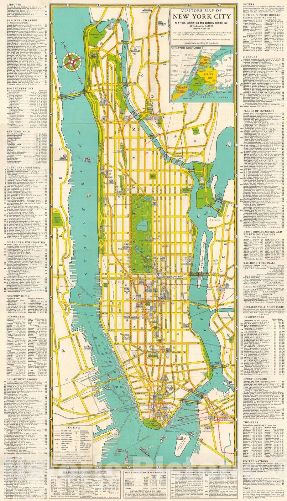 Historic Map : Plan of Manhattan, New York City, Geographia, 1948, Vintage Wall Art