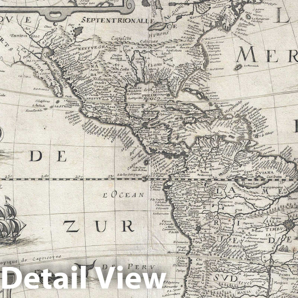 Historic Map : America, Petrus Bertius, 1640, Vintage Wall Art