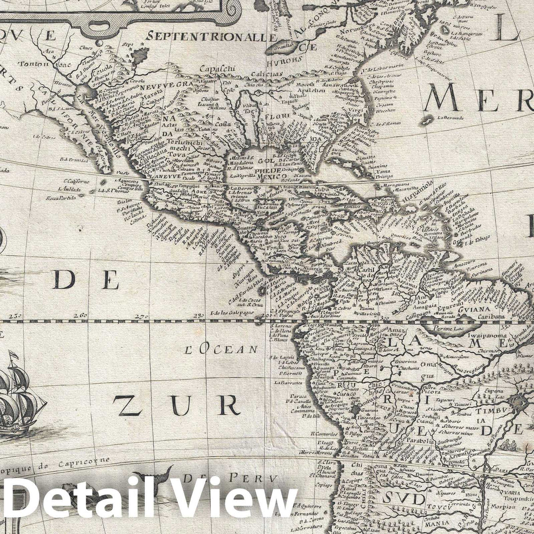 Historic Map : America, Petrus Bertius, 1640, Vintage Wall Art