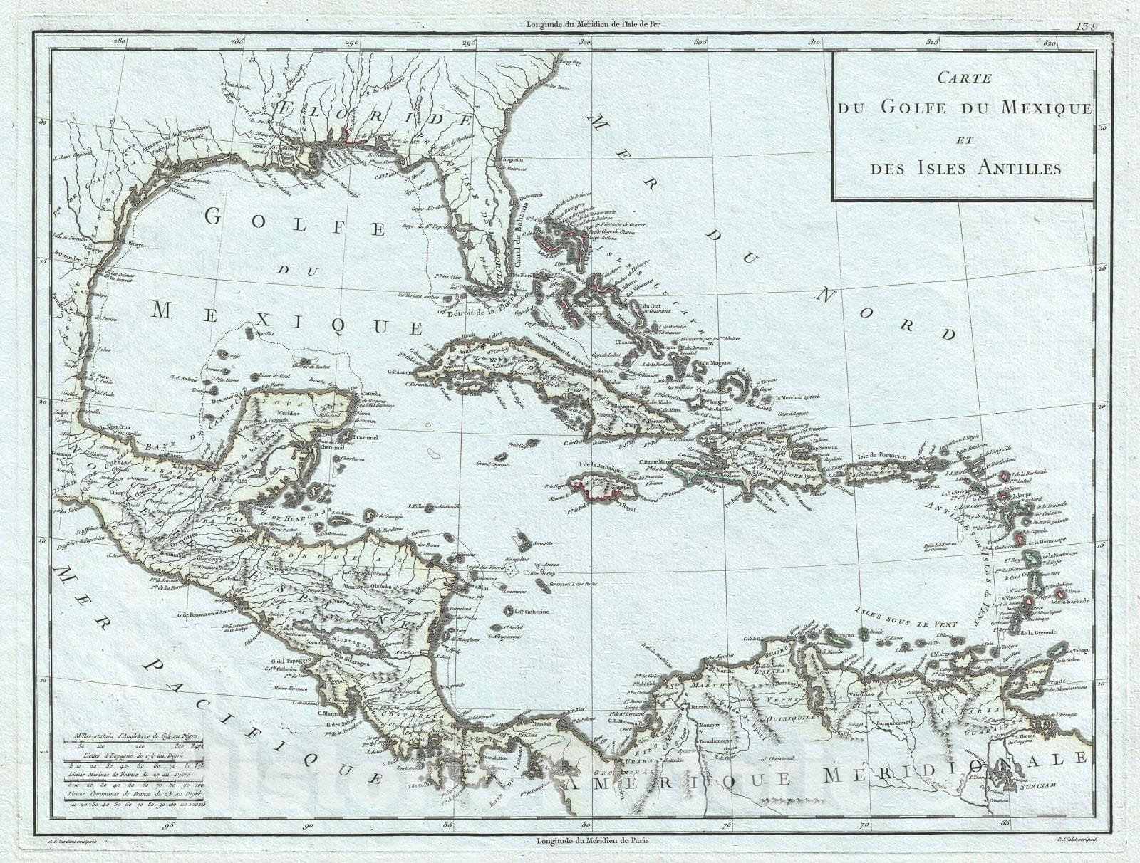 Historic Map : The West Indies, Mentelle and Chanlaire, 1795, Vintage Wall Art