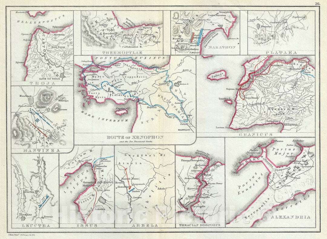 Historic Map : Ancient Cities and Battlegrounds, Hughes, 1867, Vintage Wall Art
