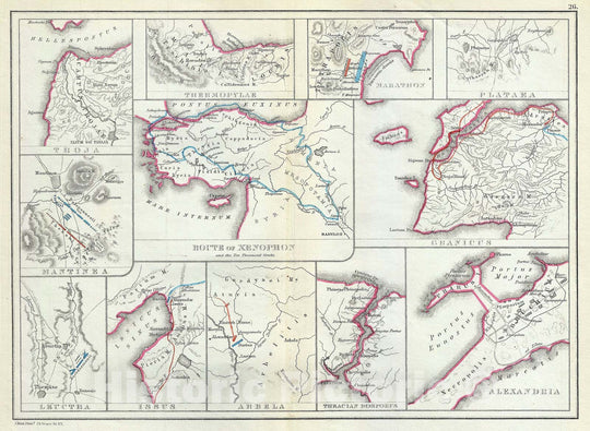 Historic Map : Ancient Cities and Battlegrounds, Hughes, 1867, Vintage Wall Art