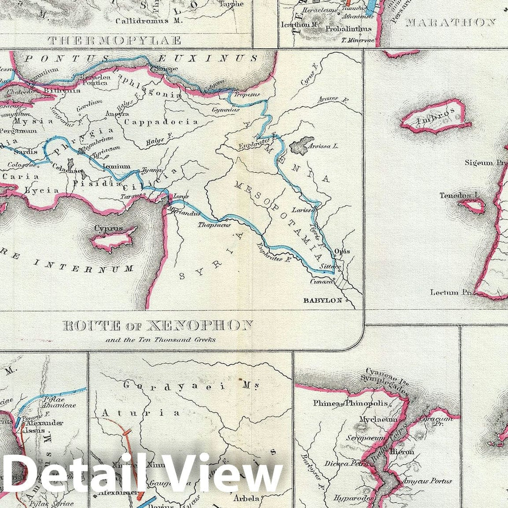 Historic Map : Ancient Cities and Battlegrounds, Hughes, 1867, Vintage Wall Art