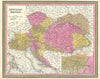 Historic Map : Austria, Hungary and Transylvania, Mitchell, 1850, Vintage Wall Art
