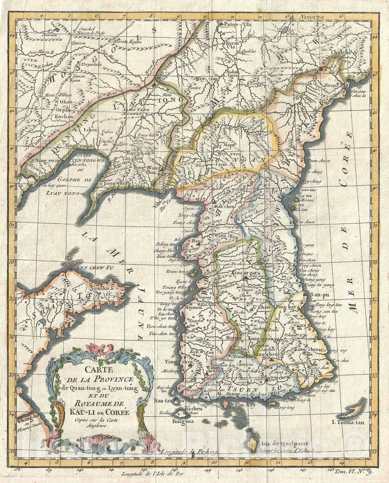 Historic Map : Korea "naming Sea of Korea", Bellin, 1748, Vintage Wall Art