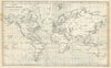 Historic Map : Chart World showing Magnetic Waves, Black, 1844, Vintage Wall Art
