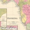 Historic Map : Florida w/ Leigh Read County!, Mitchell - Tanner, 1846, Vintage Wall Art