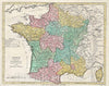 Historic Map : France in Departments, Wilkinson, 1793, Vintage Wall Art