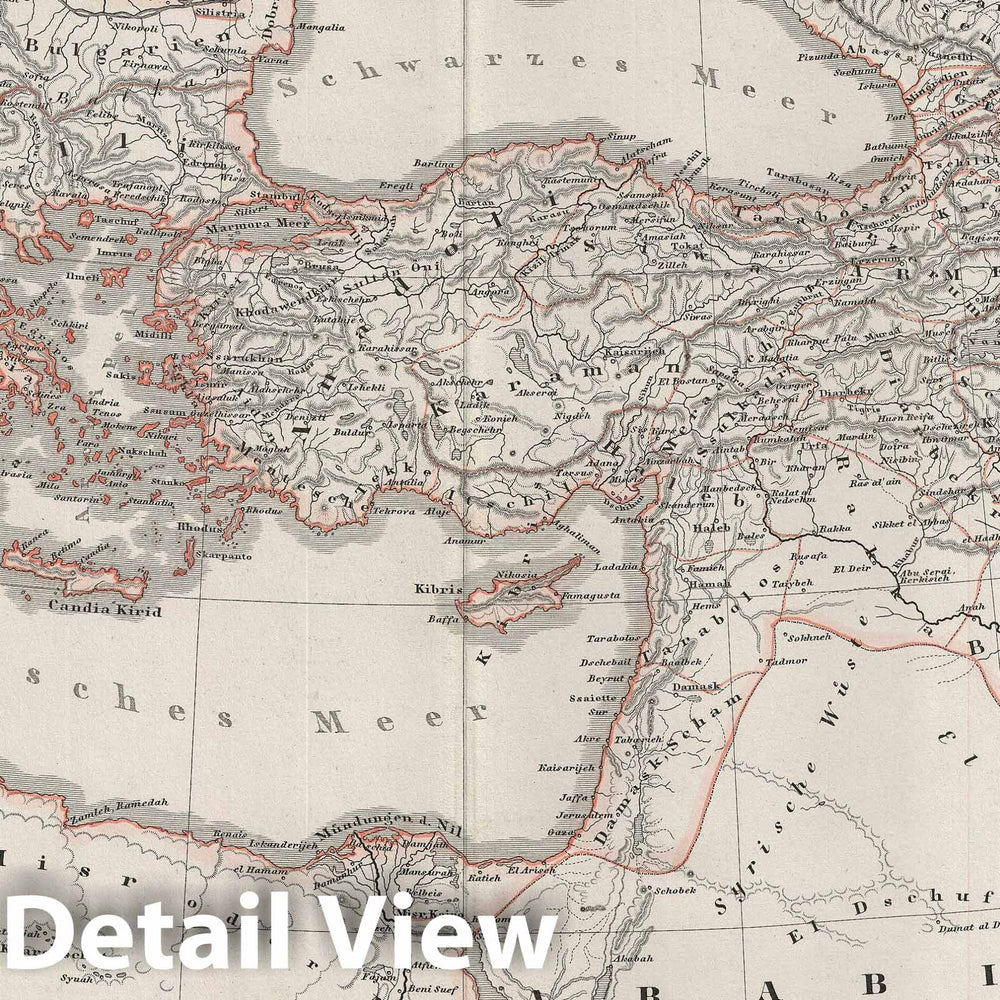 Historic Map : The Ottoman Empire after The 17th century, Spruner, 1854, Vintage Wall Art