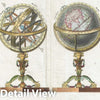 Historic Map : Nautical Chart Four Celestial Spheres or Globes, Janvier, 1763, Vintage Wall Art