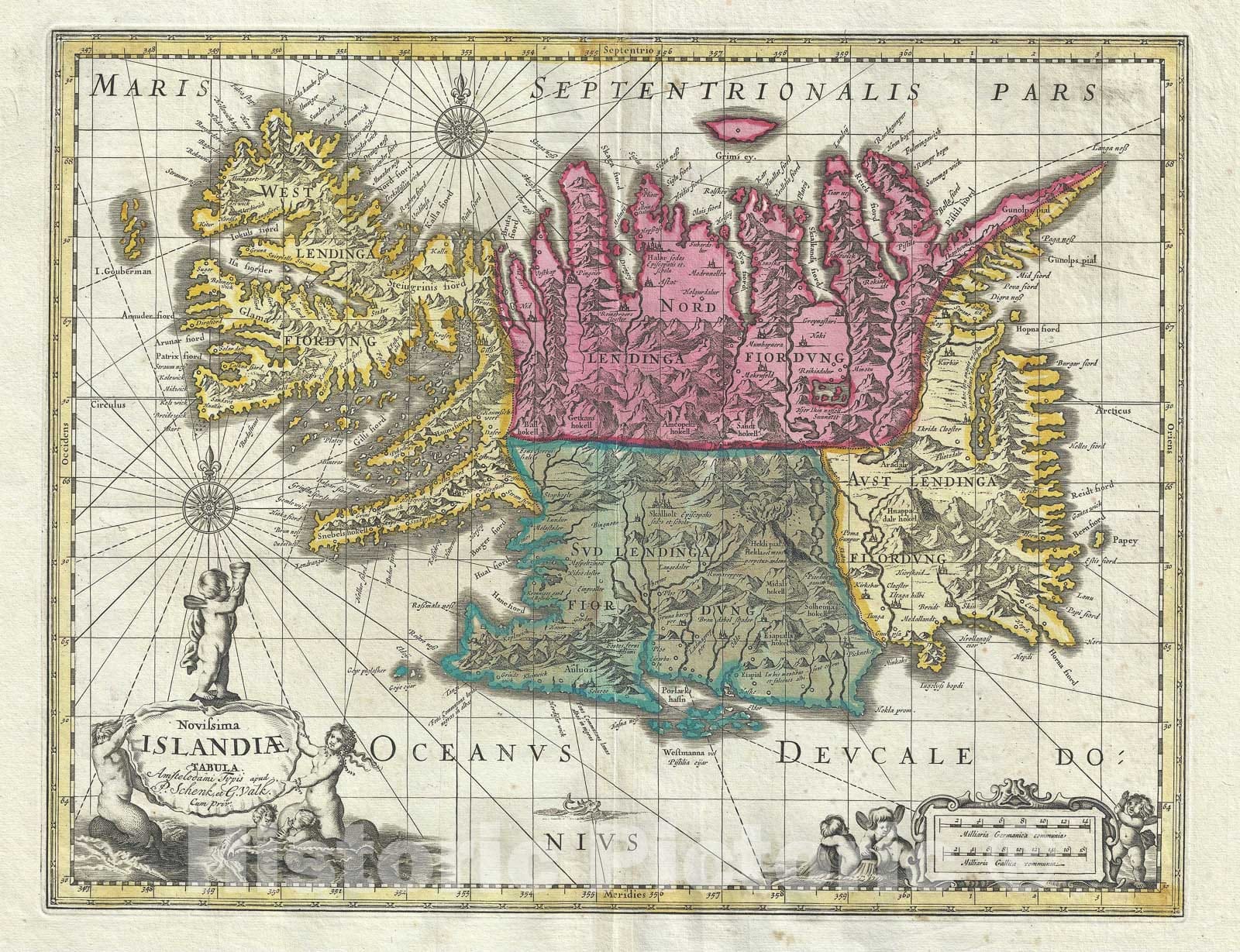 Historic Map : Iceland, Schenk and Valk, 1680, Vintage Wall Art