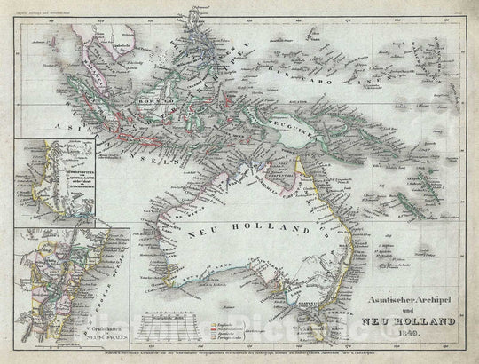 Historic Map : Australia and East Indies, Meyer, 1849, Vintage Wall Art