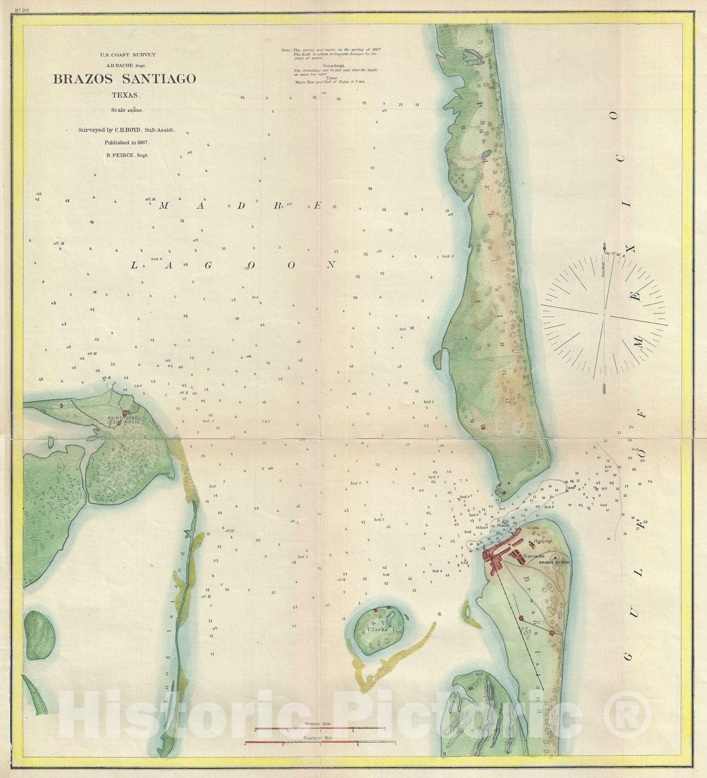Historic Map : Brazos Santingo, Texas, U.S. Coast Survey, 1867, Vintage Wall Art