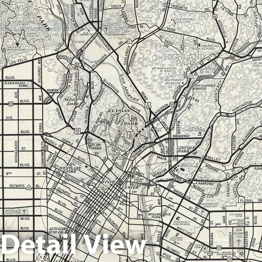 Historic Map : Los Angeles, California, 1946, Vintage Wall Art