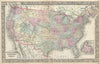 Historic Map : The United States - First Map to show Wyoming Territory, Mitchell, 1865, Vintage Wall Art