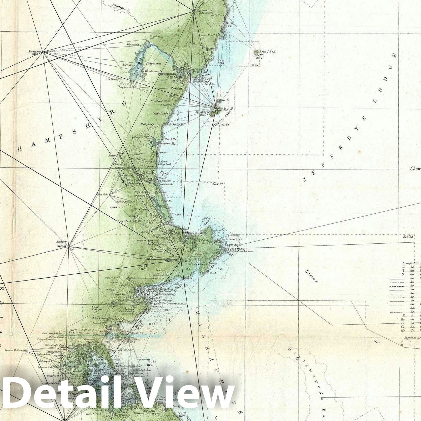 Historic Map : The New England Coast from Connecticut to Maine, U.S. Coast Survey, 1860, Vintage Wall Art