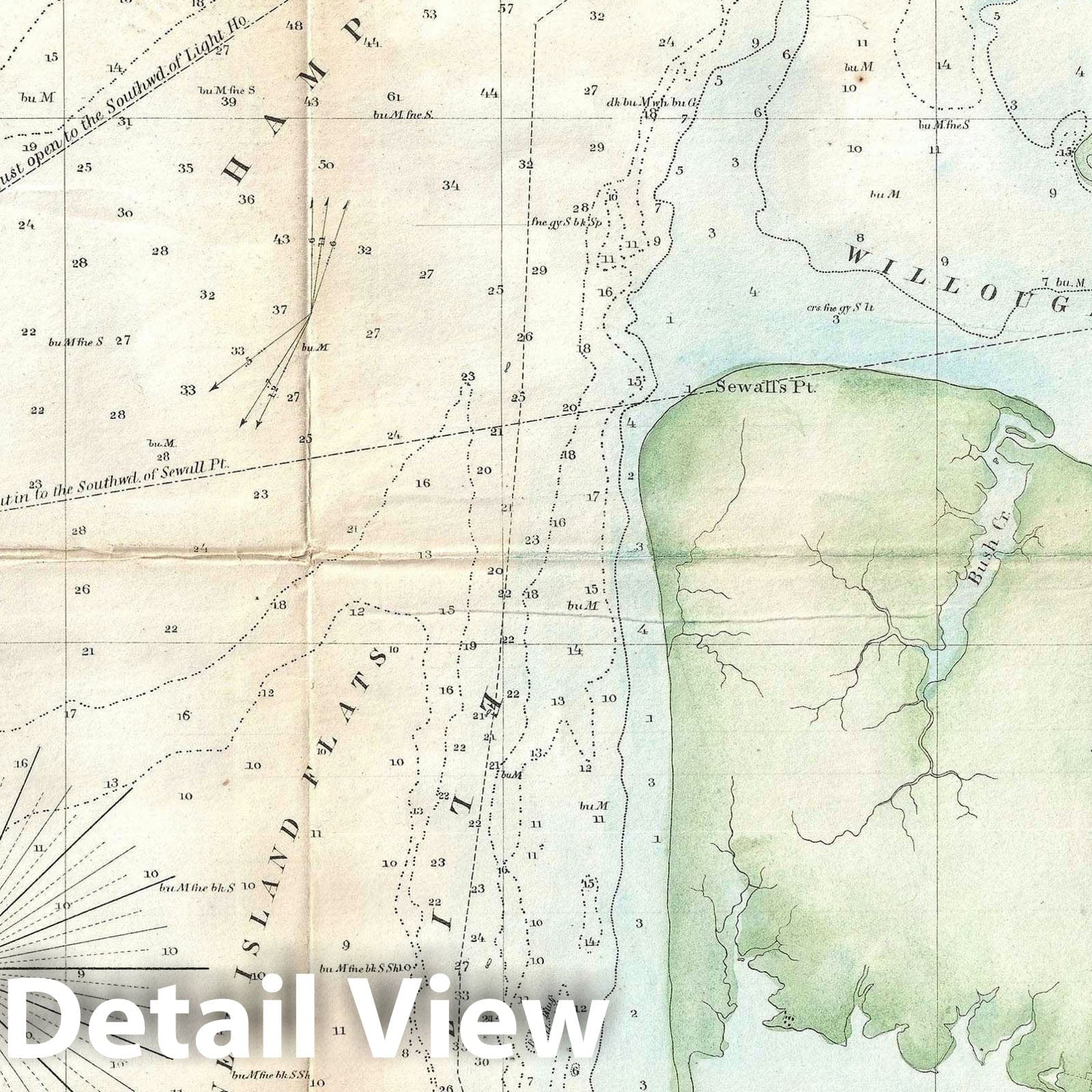 Historic Map Nautical Chart Hampton Roads, Virginia, U.S. Coast Surv