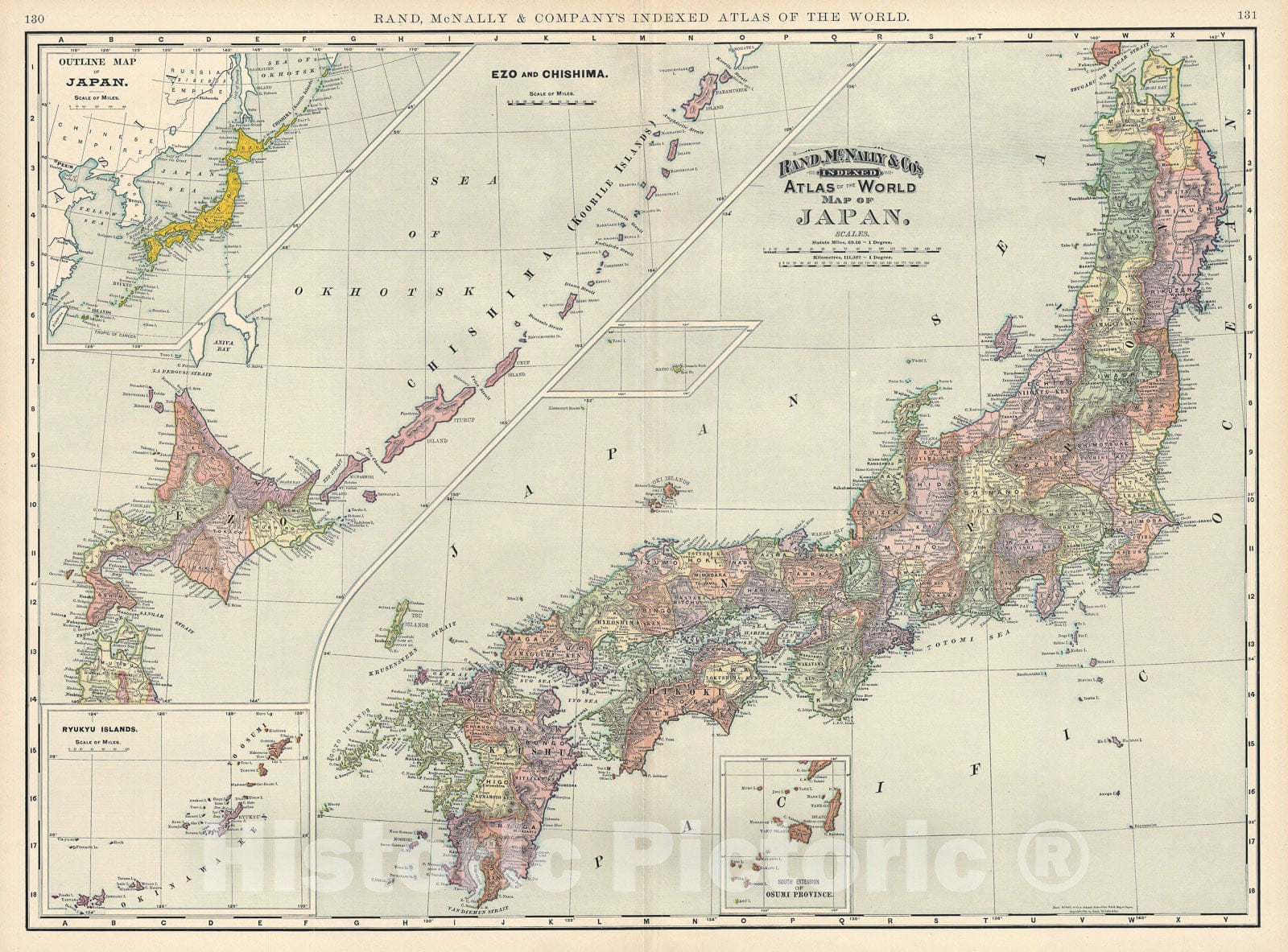 Historic Map : Japan, Rand McNally, 1892, Vintage Wall Art