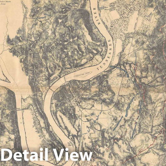 Historic Map : The American Civil War Battles around Chattanooga, Tennessee, Smith, 1875, Vintage Wall Art