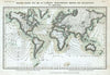 Historic Map : Showing Magnetic Declination over The World, Meyer, 1852, Vintage Wall Art