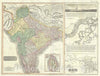 Historic Map : India w/ Ganges, Thomson, 1817, Vintage Wall Art