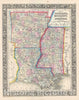 Historic Map : Arkansas, Louisiana, and Mississippi, Mitchell, 1861, Vintage Wall Art