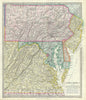 Historic Map : Pennsylvania, Virginia, Maryland, Delaware and New Jersey, S.D.U.K., 1848, Vintage Wall Art