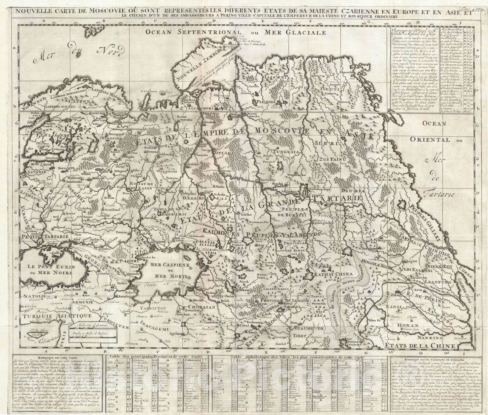 Historic Map : The Russian Empire and Tartary, Chatelain, 1720, Vintage Wall Art