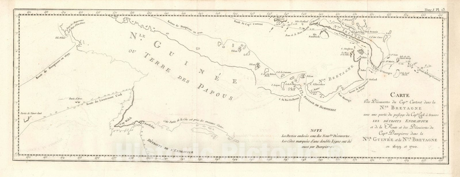 Historic Map : Nautical Chart New Guinea, New Britain and New Ireland, Cook, Benard, Hawkesworth, 1774, Vintage Wall Art