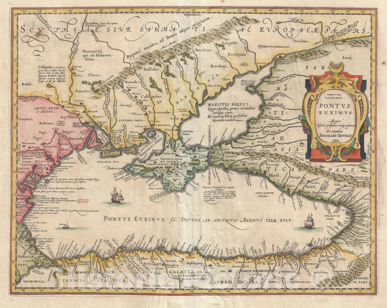 Historic Map : The Black Sea and Vicinity "Turkey, Asia Minor, Crimea", Ortelius, 1601, Vintage Wall Art