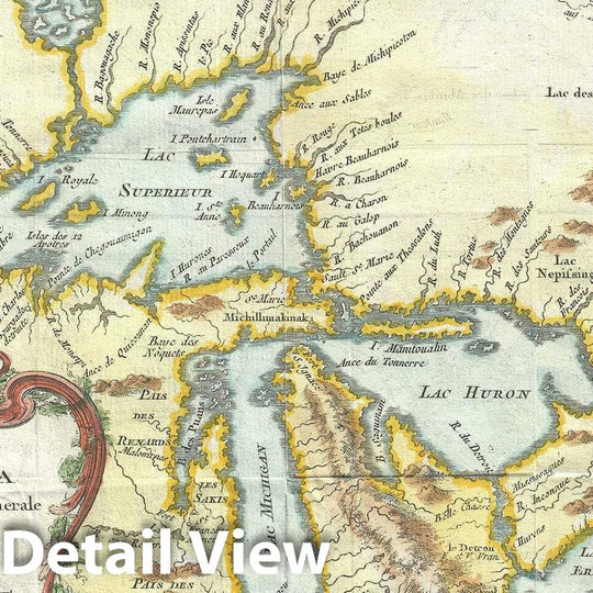 Historic Map : The Great Lakes, Bellin, 1757, Vintage Wall Art