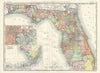 Historic Map : Florida, Rand McNally, 1892, Vintage Wall Art