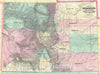 Historic Map : Colorado showing Gold Regions "Colton edition", Gilpin and Ebert, 1870, Vintage Wall Art