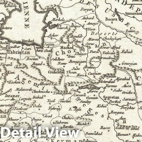Historic Map : Iran and Central Asia, Vaugondy, 1749, Vintage Wall Art