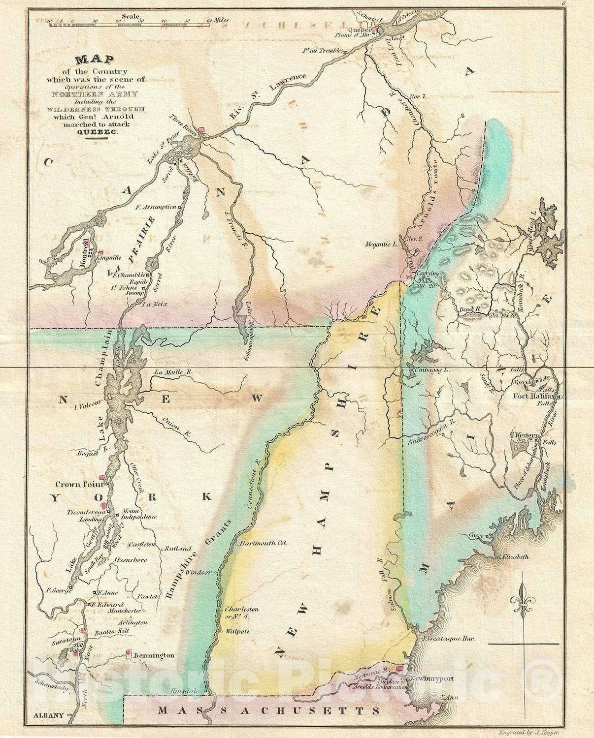 Historic Map : New Hampshire, Vermont and Maine, Marshall, 1832, Vintage Wall Art