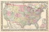 Historic Map : The United States, Mitchell, 1863, Vintage Wall Art