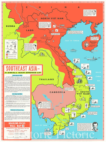 Historic Map : Southeast Asia During The Vietnam War, 1965, Vintage Wall Art