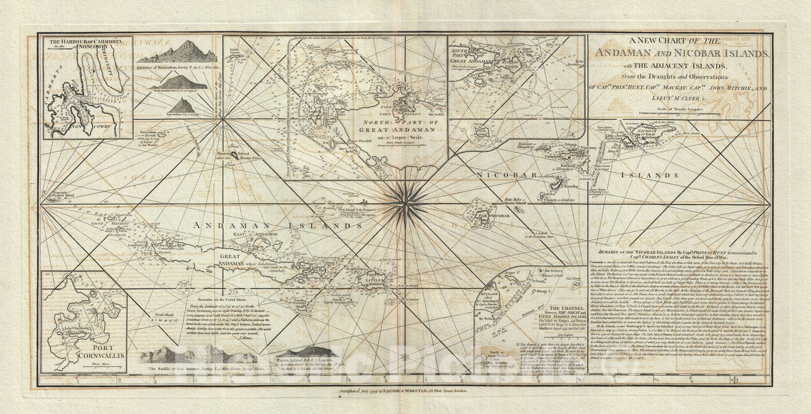 Historic Map : Nautical Chart The Andaman and Nicobar Islands, India, Laurie and Whittle, 1799, Vintage Wall Art