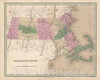 Historic Map : Massachusetts, BraArtd, 1846, Vintage Wall Art